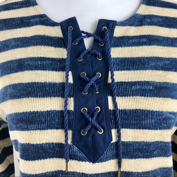 Ralph Lauren Lace-Up Ribbed Long-Sleeve Henley-Style Shirt Top Size XL NEW - Picture 7 of 10